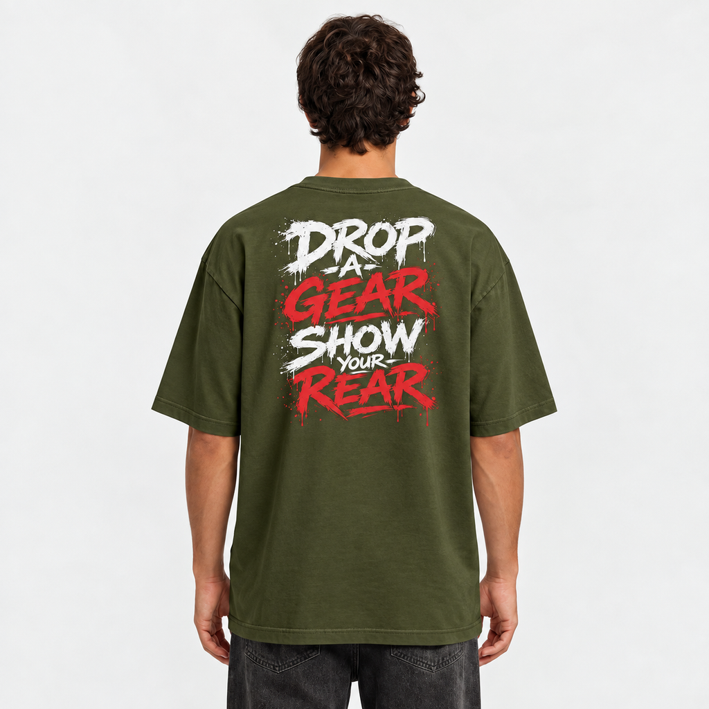 Drop A Gear Show Your Rear Motorcycle T-Shirt | Biker Graphic Tee | Motonation Clothing