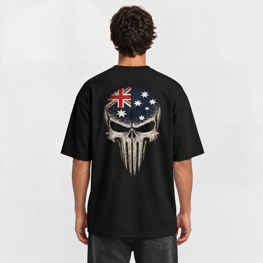 Australian Skull Motorcycle T-Shirt | Biker Graphic Tee | Motonation Clothing